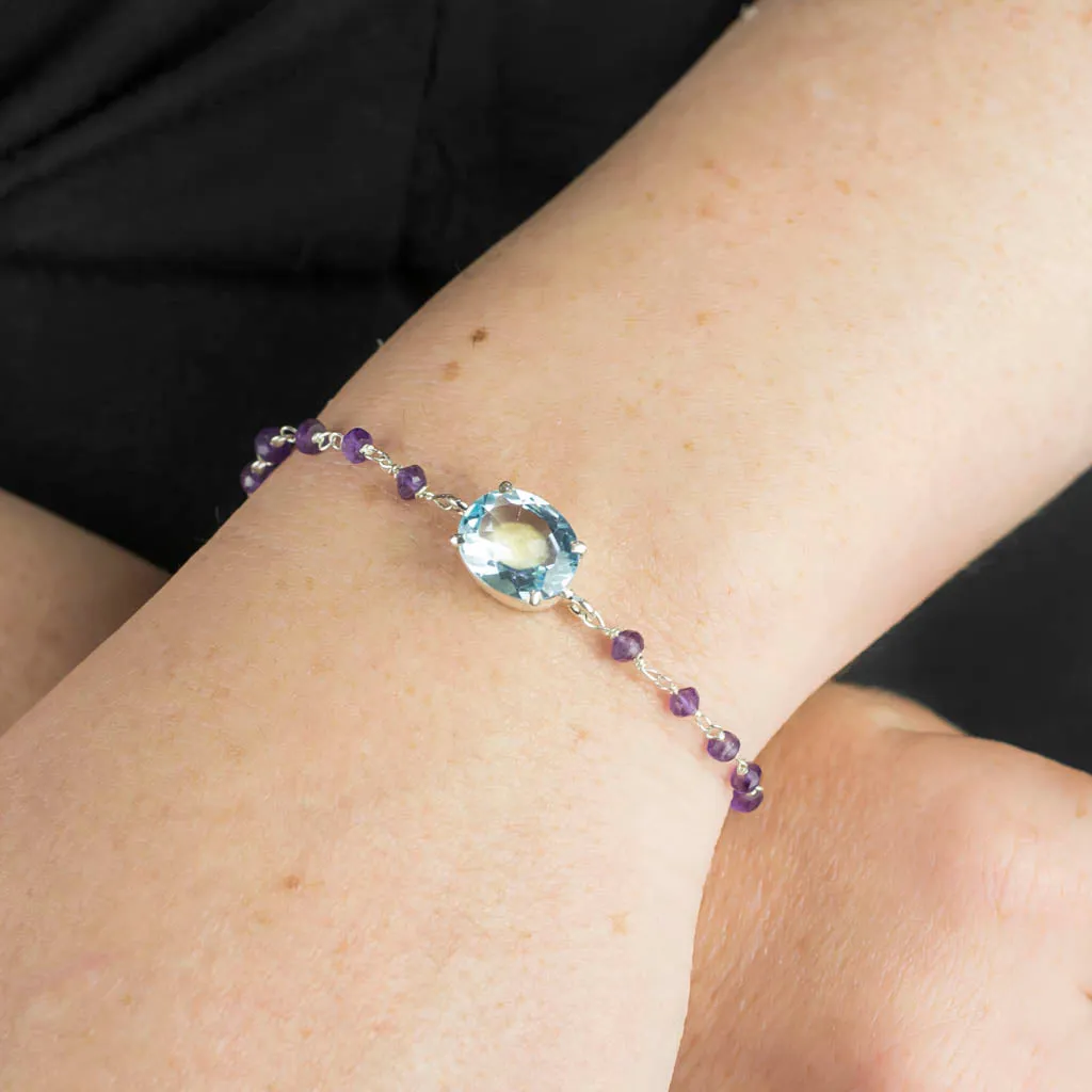 Blue Topaz and Amethyst Bracelet