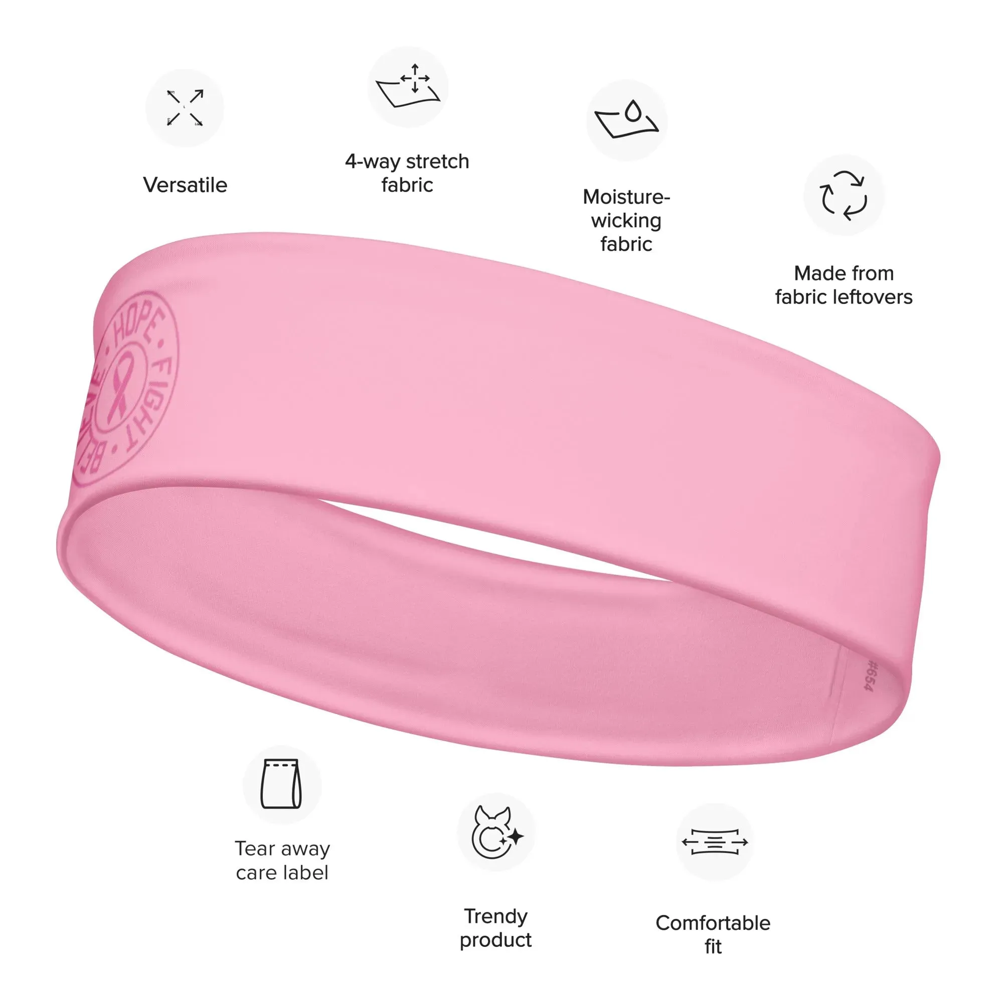 Breast Cancer Awareness Sports Headband Hope Fight Believe Quick Dry Stretch Band