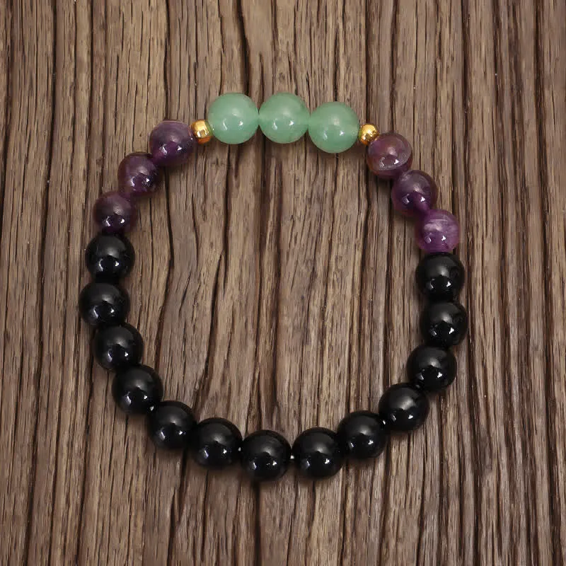 Buddha Stones 108 Mala Beads Amethyst Green Aventurine Lotus Meditation Bracelet