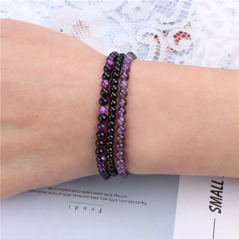 Buddha Stones 3Pcs Natural Crystal Stone Inner Peace Spiritual Bracelet