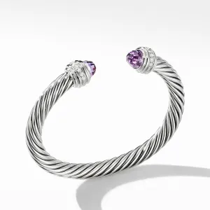 Cable Bracelet with Amethyst and Diamonds