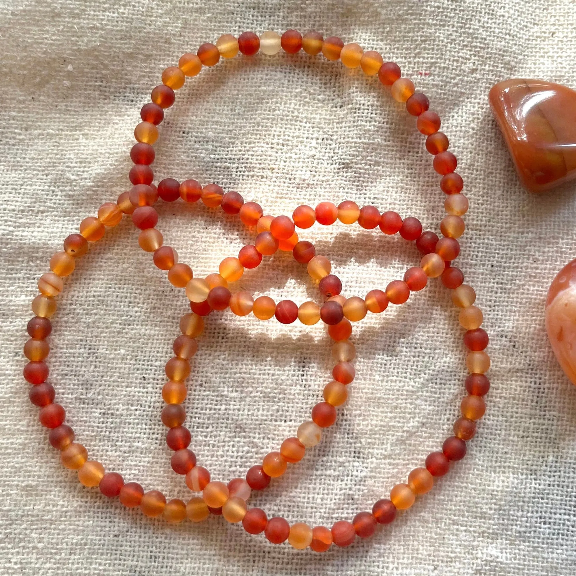 Carnelian 4mm Beaded Bracelet - Vitality