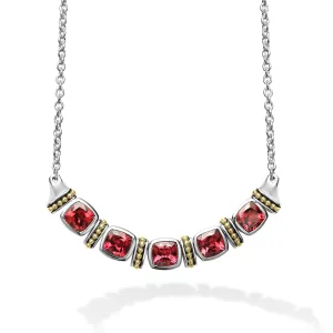 Caviar Color Rhodolite Garnet Five Station Necklace