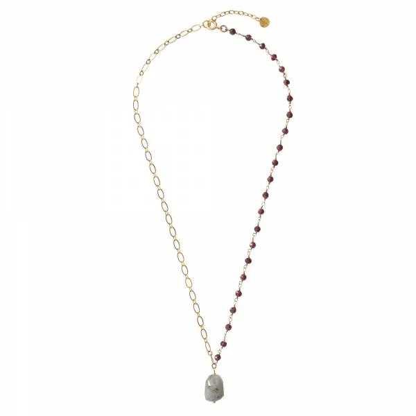 Celebration Garnet and Labradorite Gold Necklace - A Beautiful Story