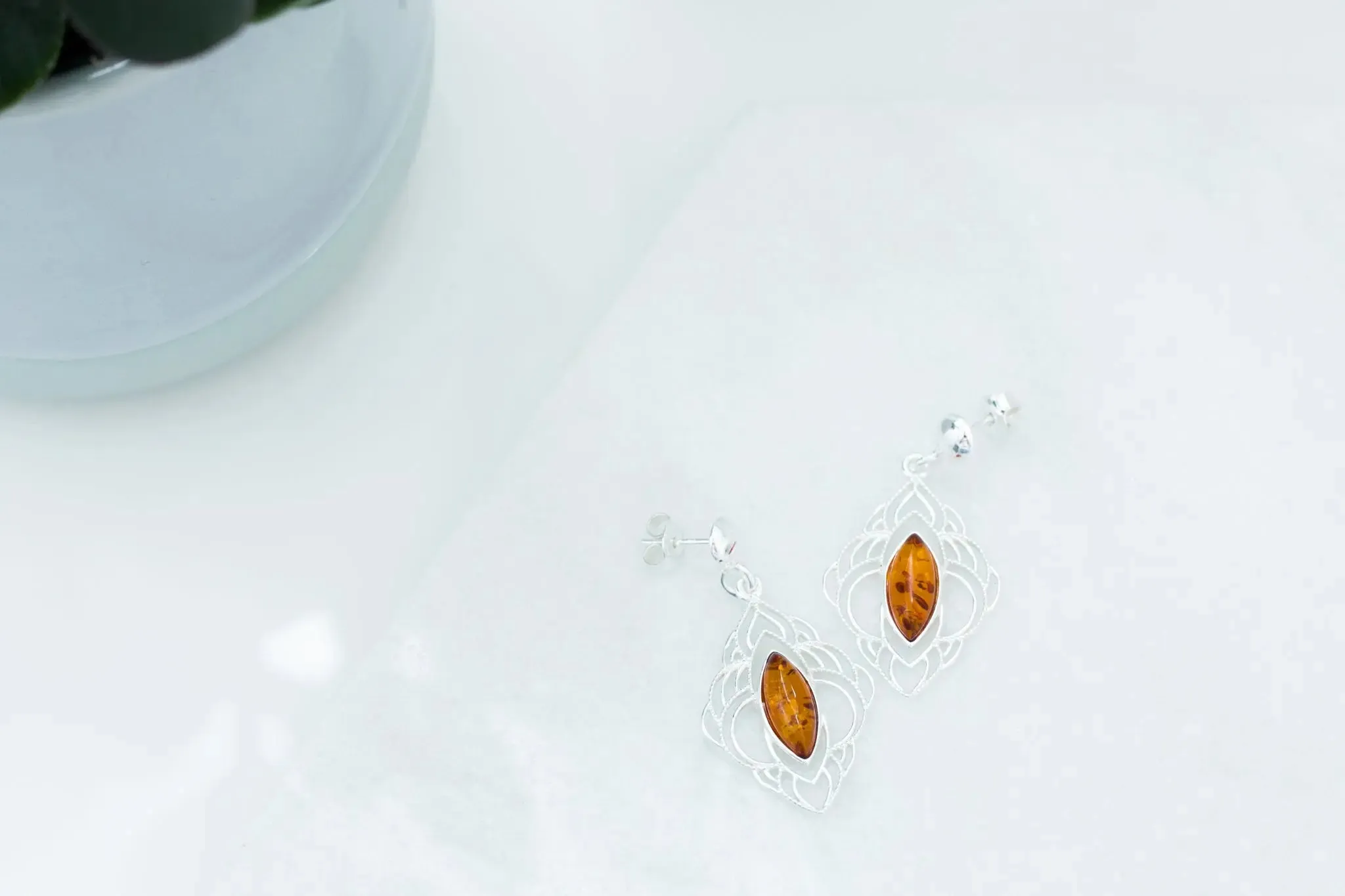 Chandelier Frame Baltic Amber Earrings