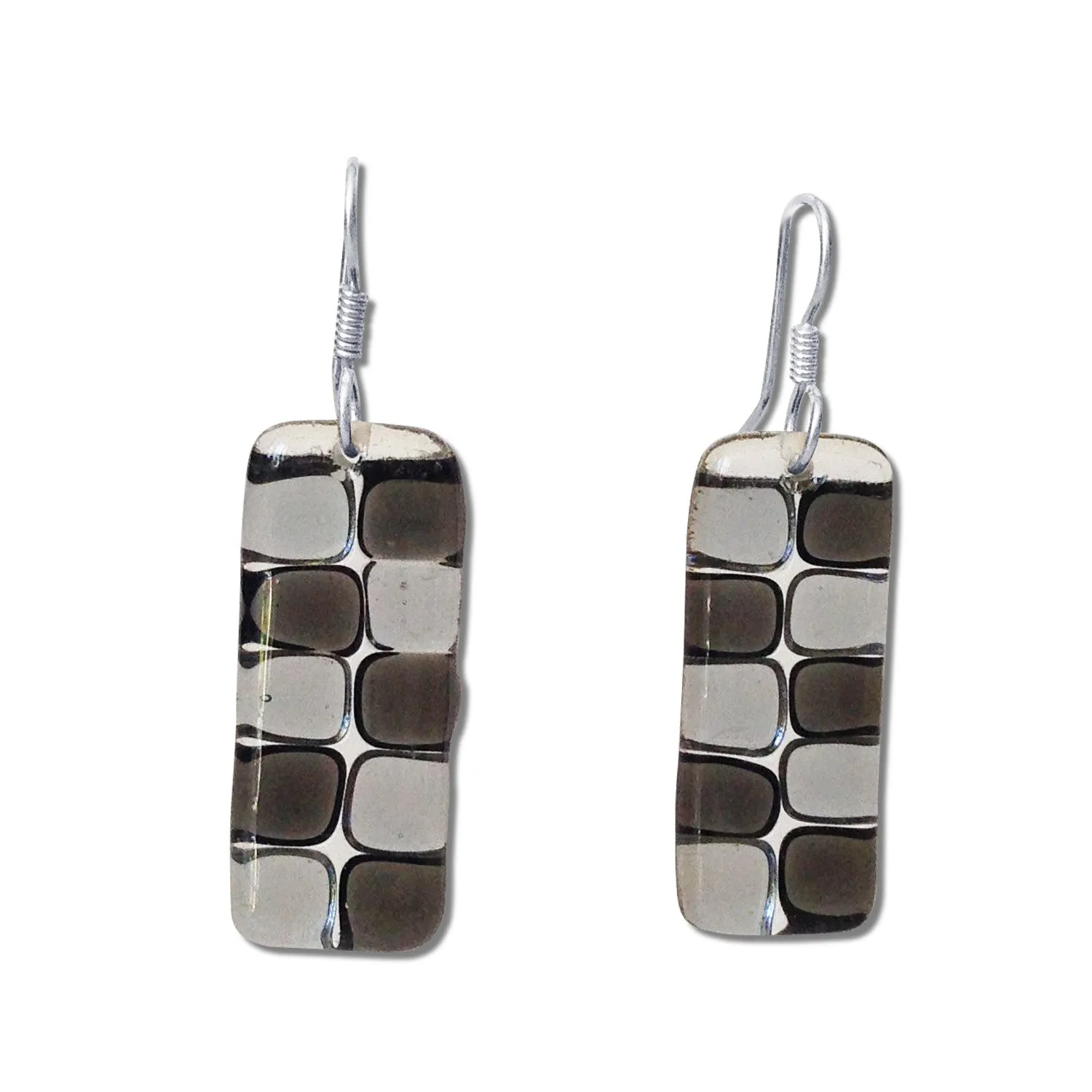 Checkerboard Glass Earrings - Amber