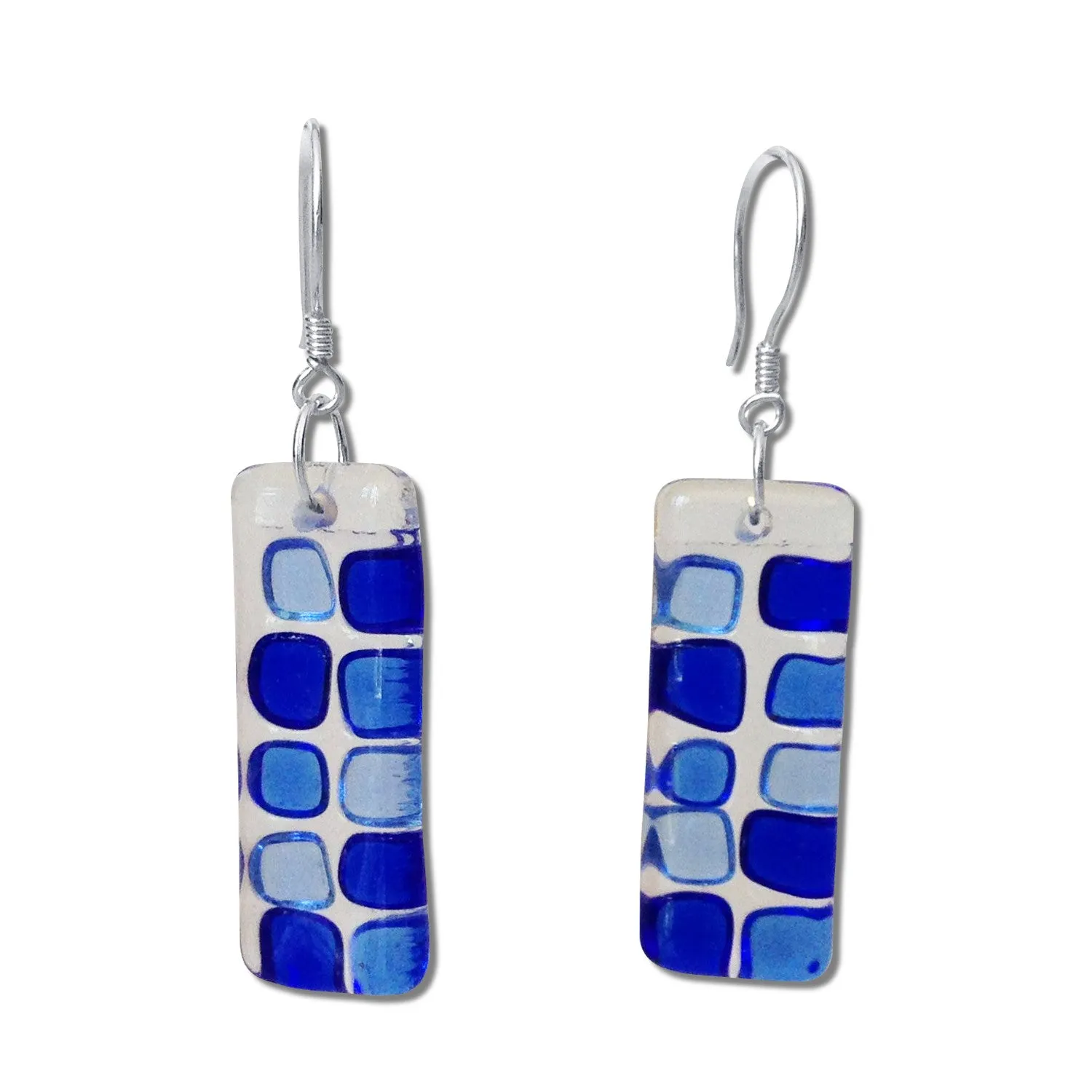 Checkerboard Glass Earrings - Amber