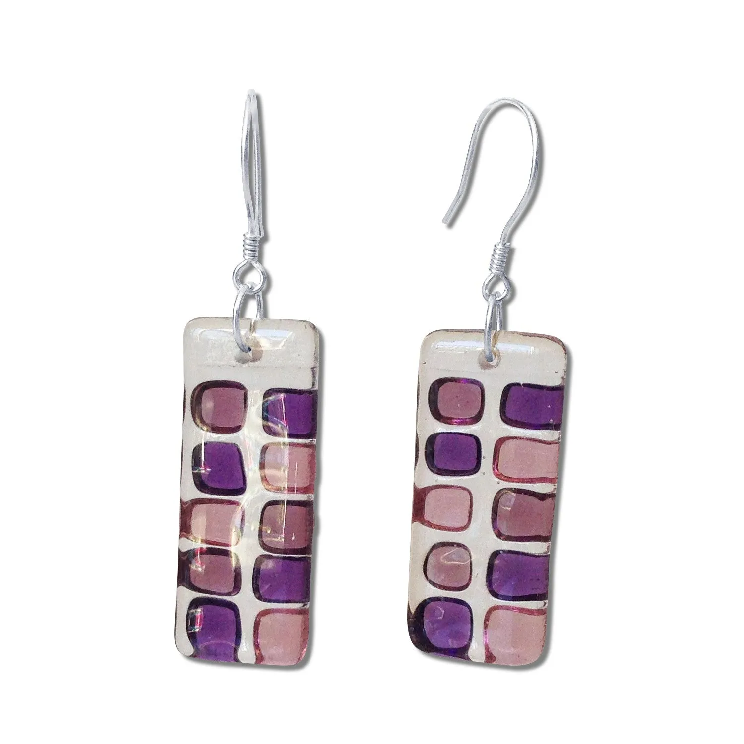 Checkerboard Glass Earrings - Amber