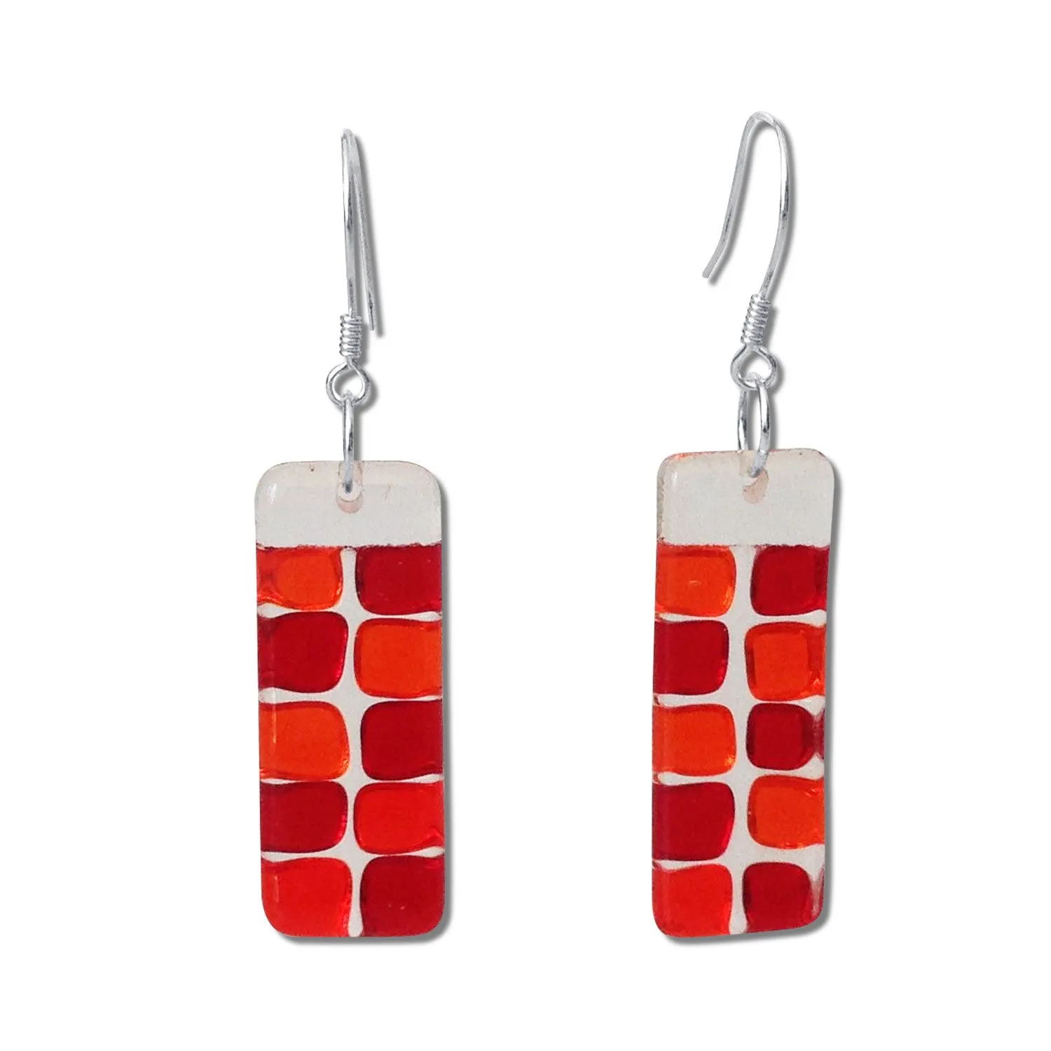 Checkerboard Glass Earrings - Amber