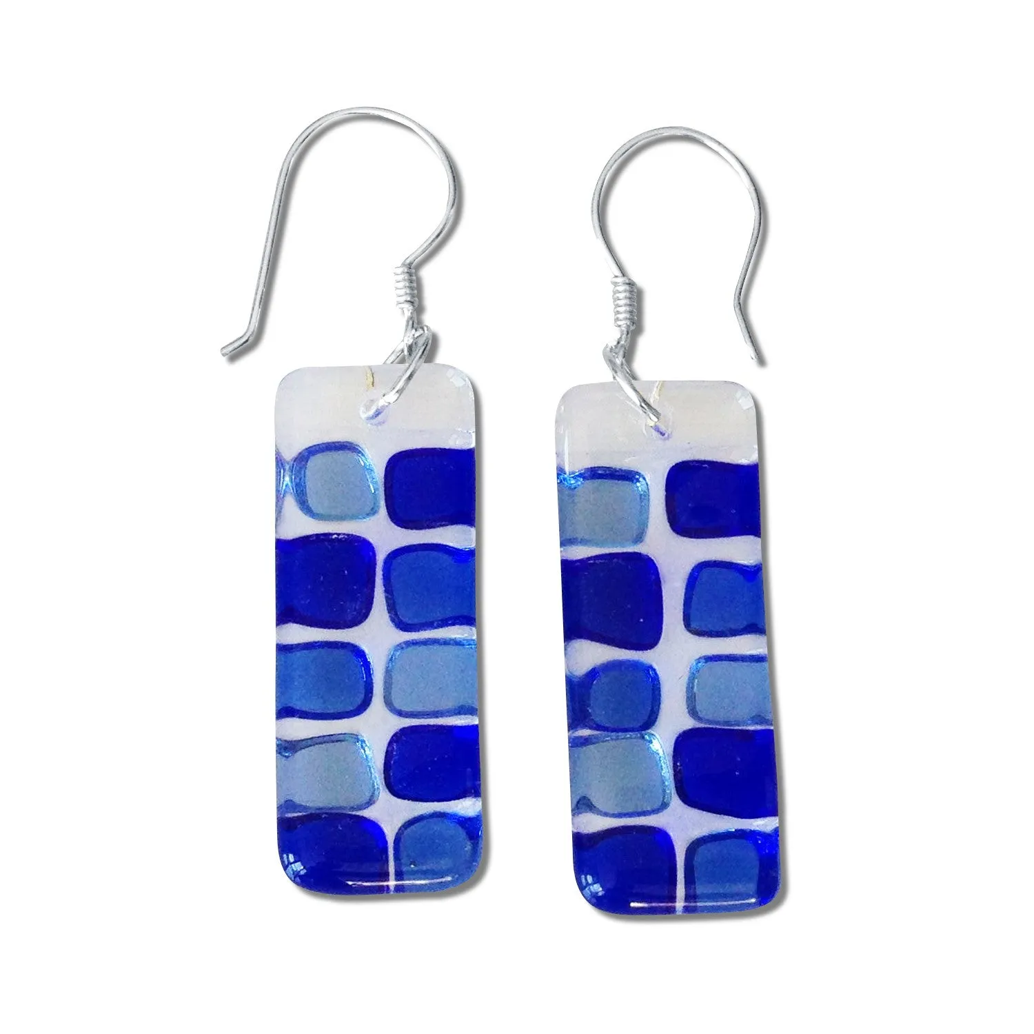 Checkerboard Glass Earrings - Amber