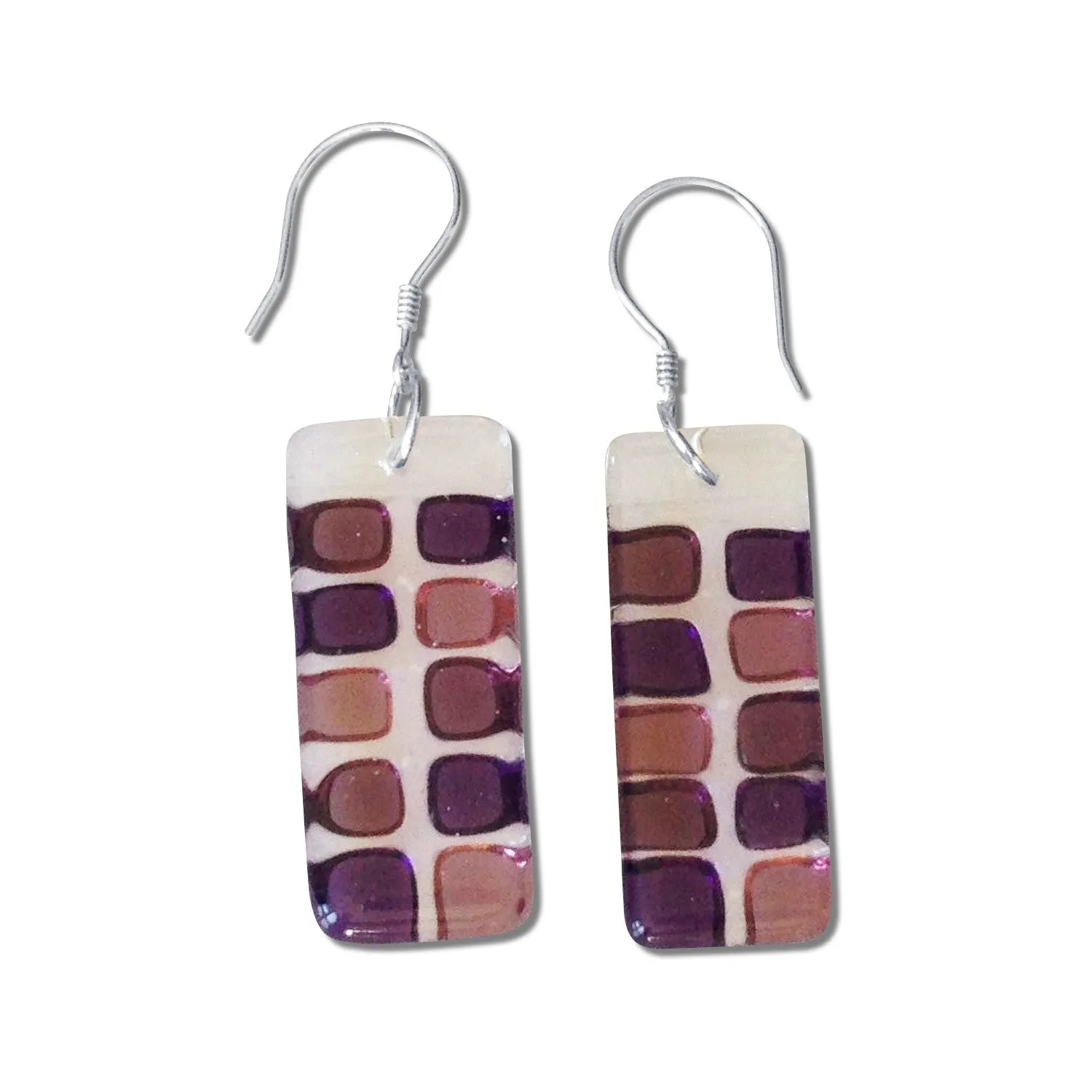 Checkerboard Glass Earrings - Amber