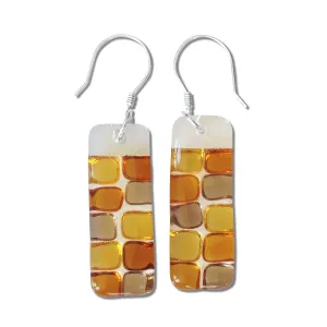 Checkerboard Glass Earrings - Amber