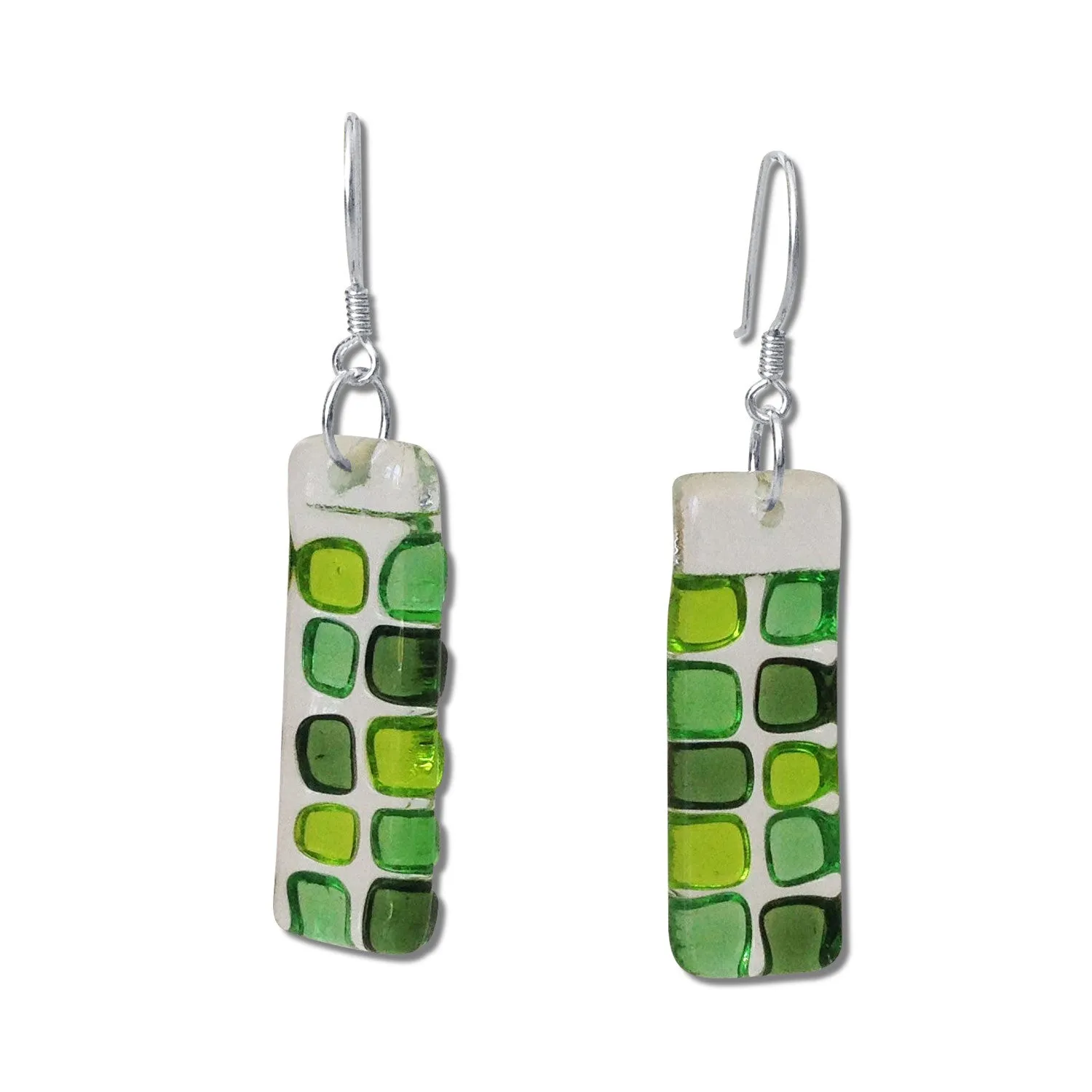 Checkerboard Glass Earrings - Amber