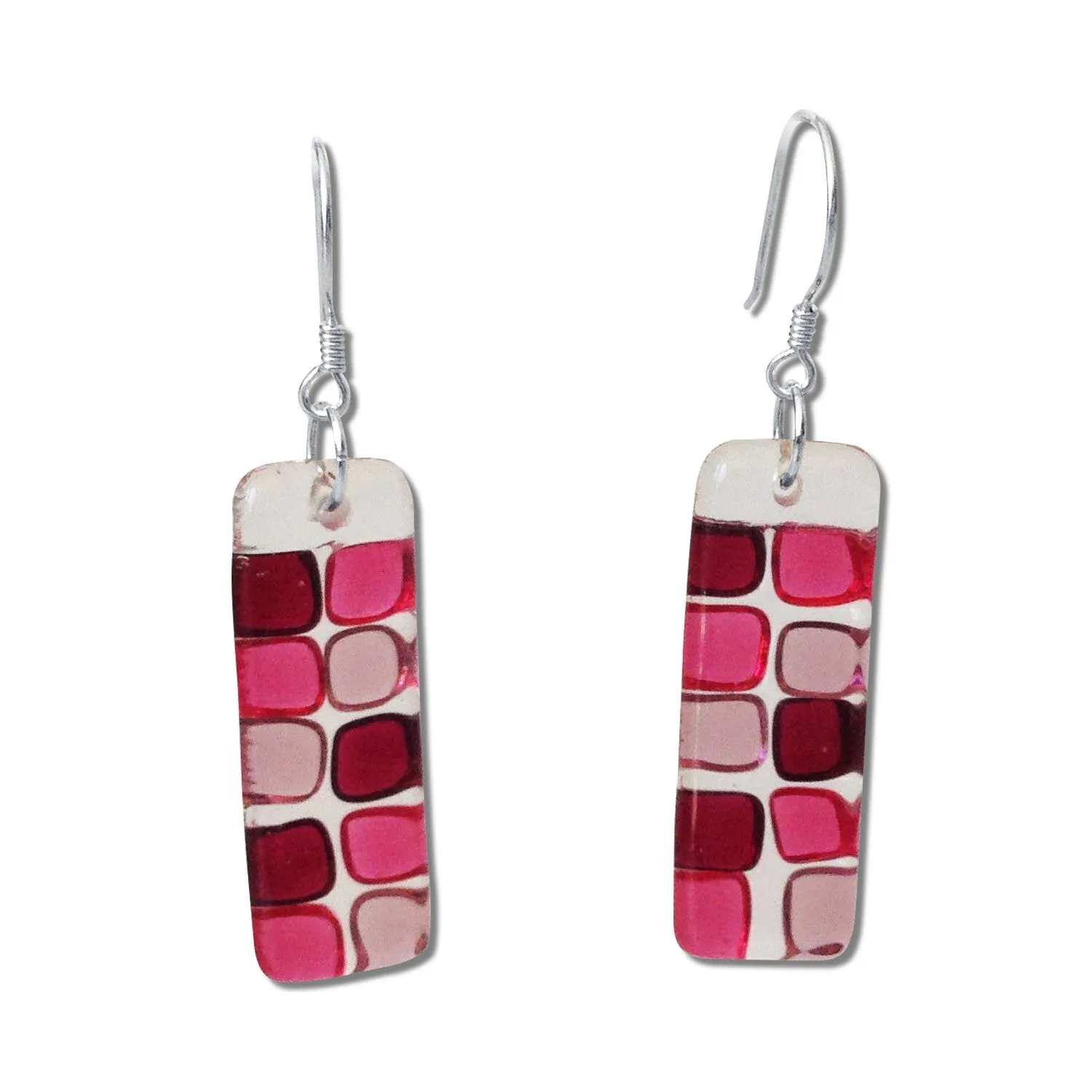 Checkerboard Glass Earrings - Amber