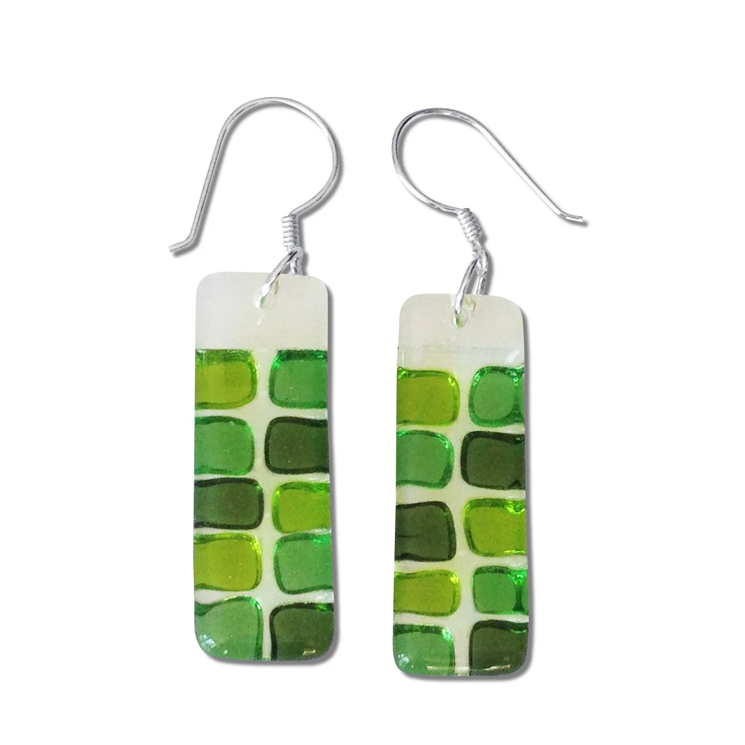 Checkerboard Glass Earrings - Amber