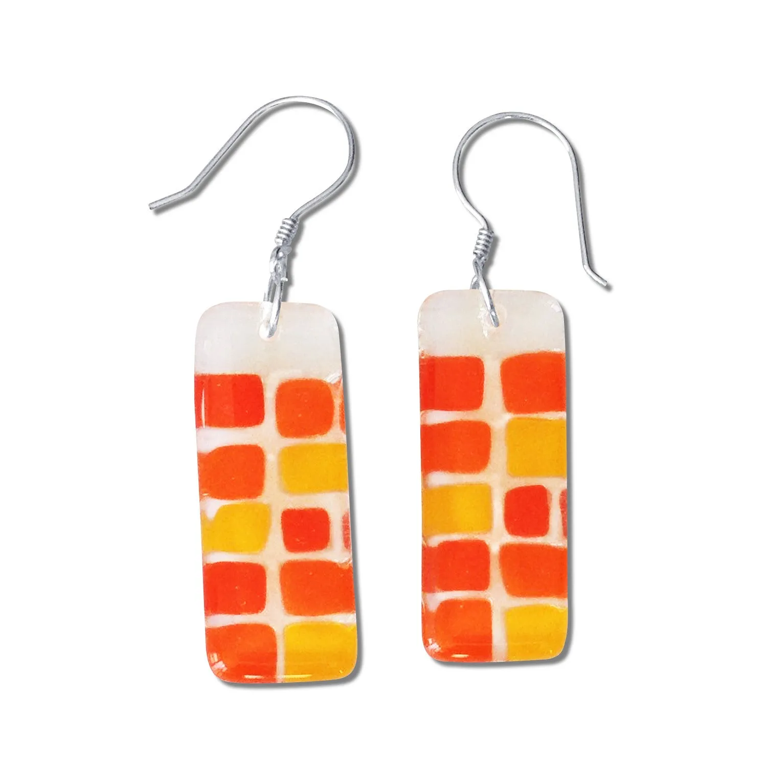 Checkerboard Glass Earrings - Cherry