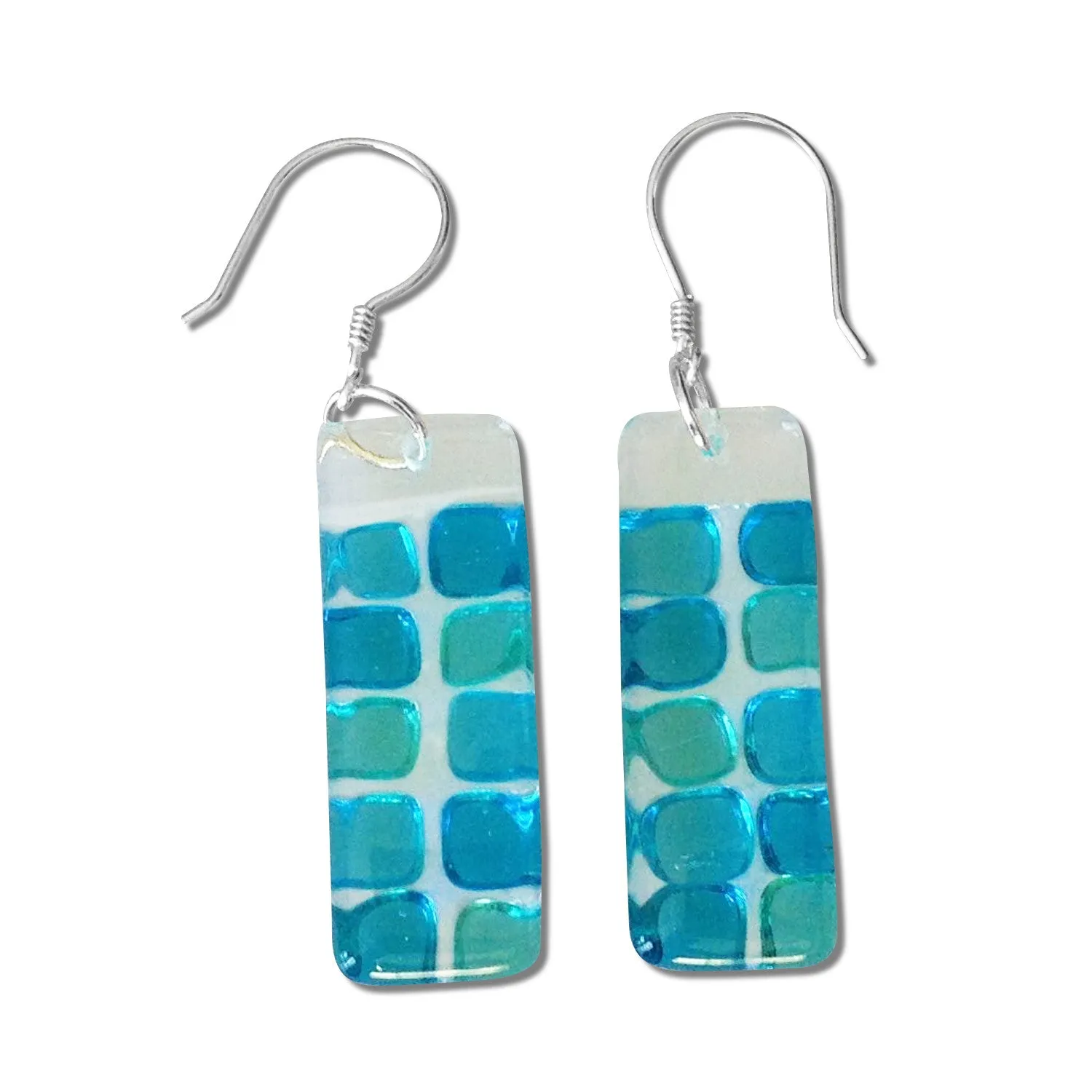 Checkerboard Glass Earrings - Cherry