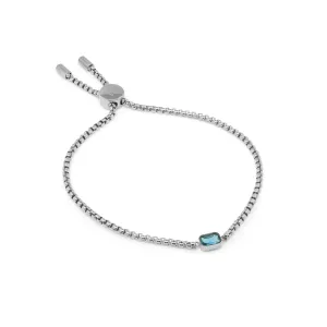 Children's December Blue Topaz Birthstone Bracelet - Silver