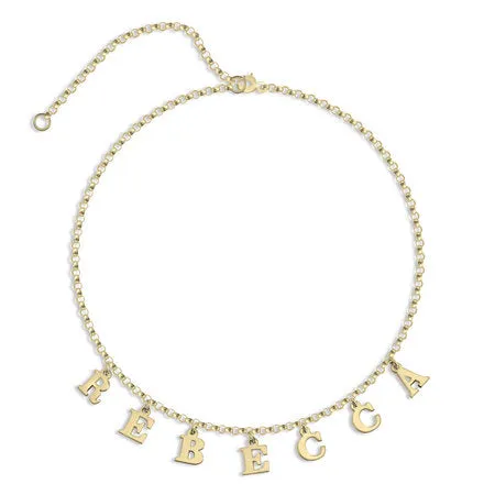 Choker Name Necklace 24k Gold Plated