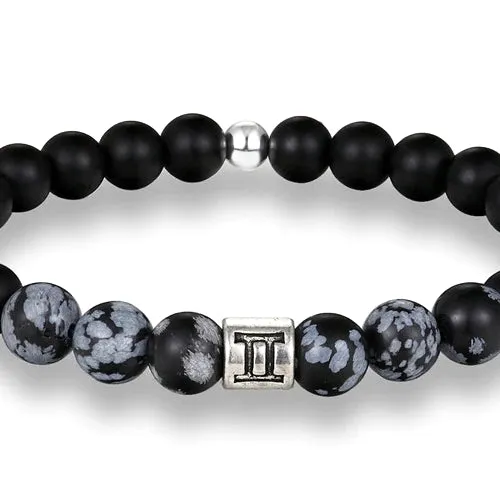 Classy Men Gemini Black Beaded Zodiac Bracelet