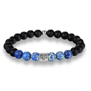 Classy Men Leo Blue Beaded Zodiac Bracelet