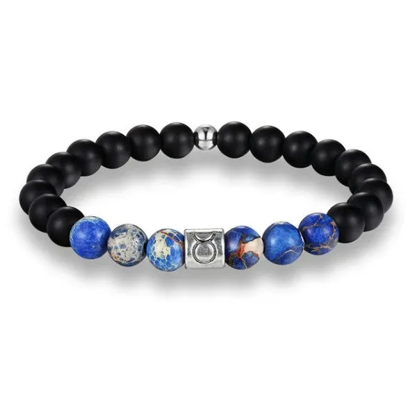 Classy Men Taurus Blue Beaded Zodiac Bracelet