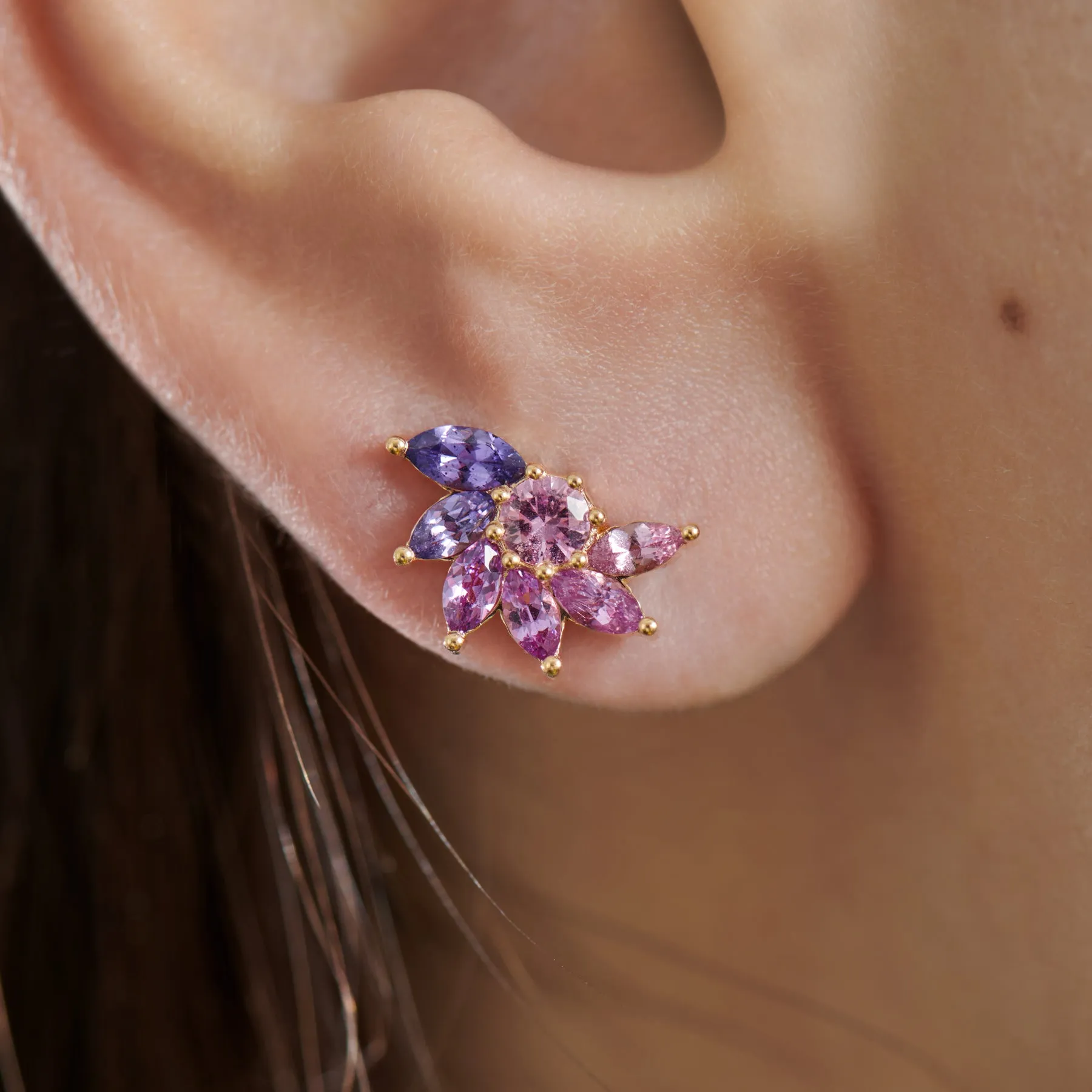 Clematis Lilac Sapphire Stud Earrings