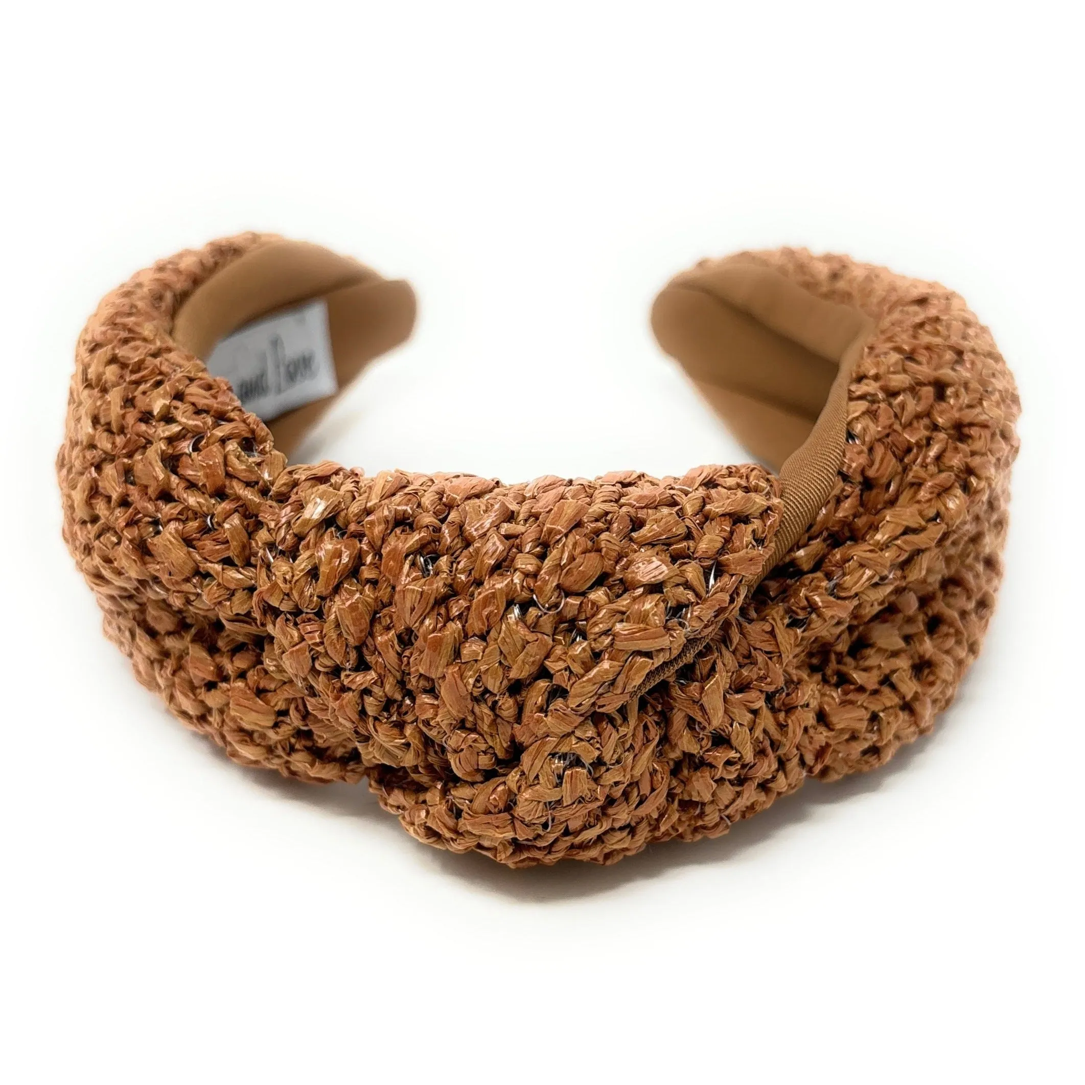 Coffee Raffia Woven Top Knot Headband