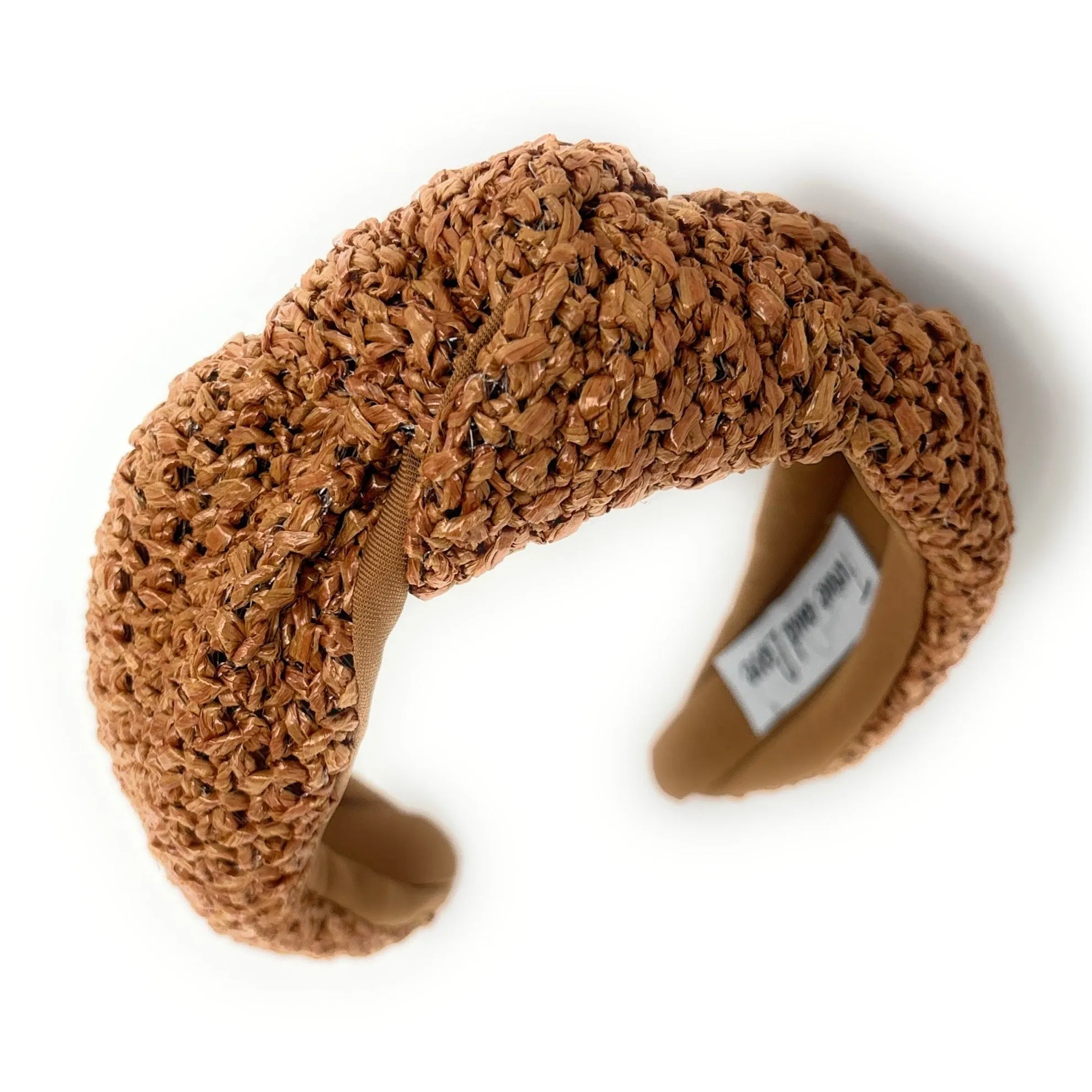 Coffee Raffia Woven Top Knot Headband