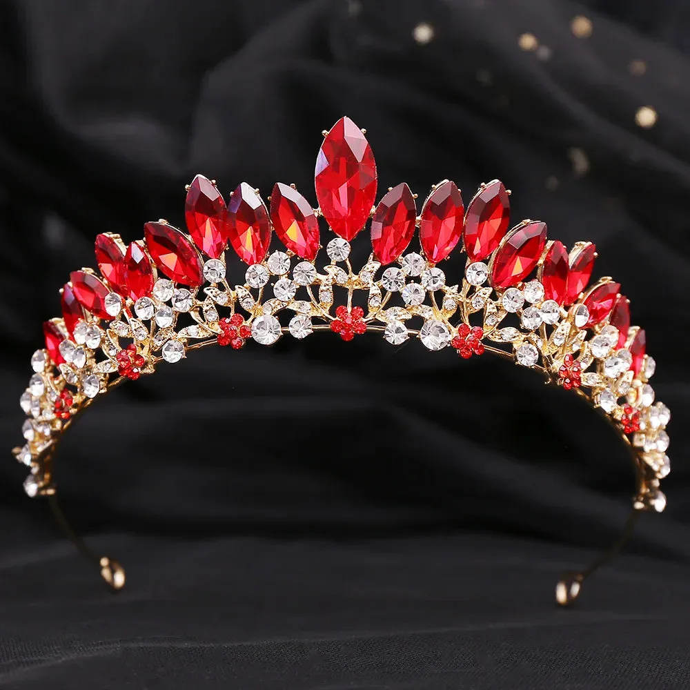 Colorful Crystal Tiara Crown Bridal Party Hair Accessory