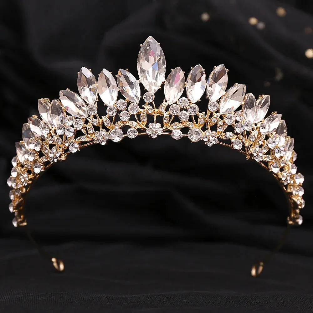 Colorful Crystal Tiara Crown Bridal Party Hair Accessory