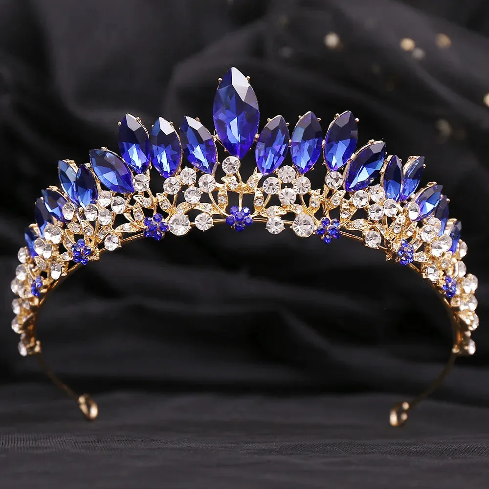 Colorful Crystal Tiara Crown Bridal Party Hair Accessory