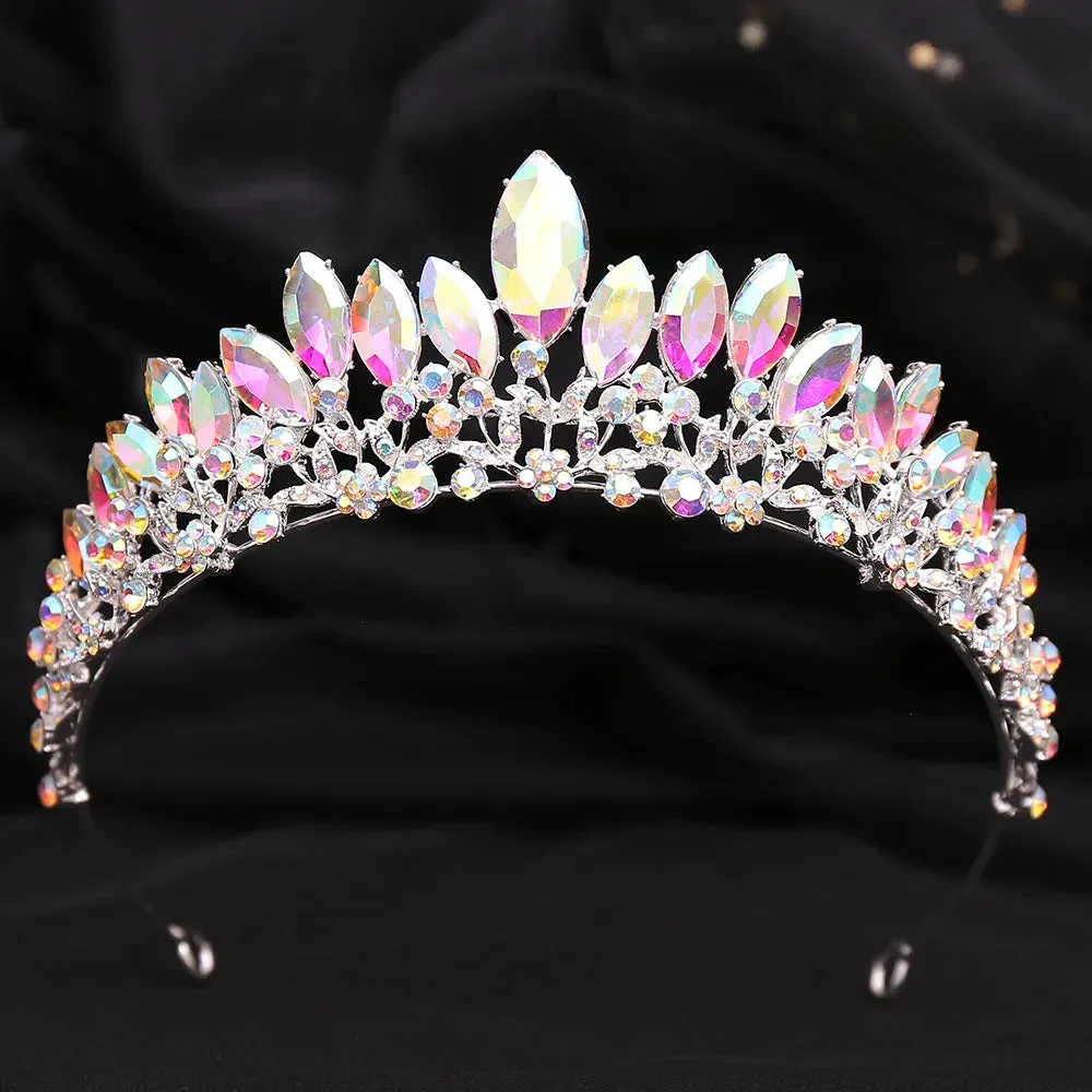 Colorful Crystal Tiara Crown Bridal Party Hair Accessory