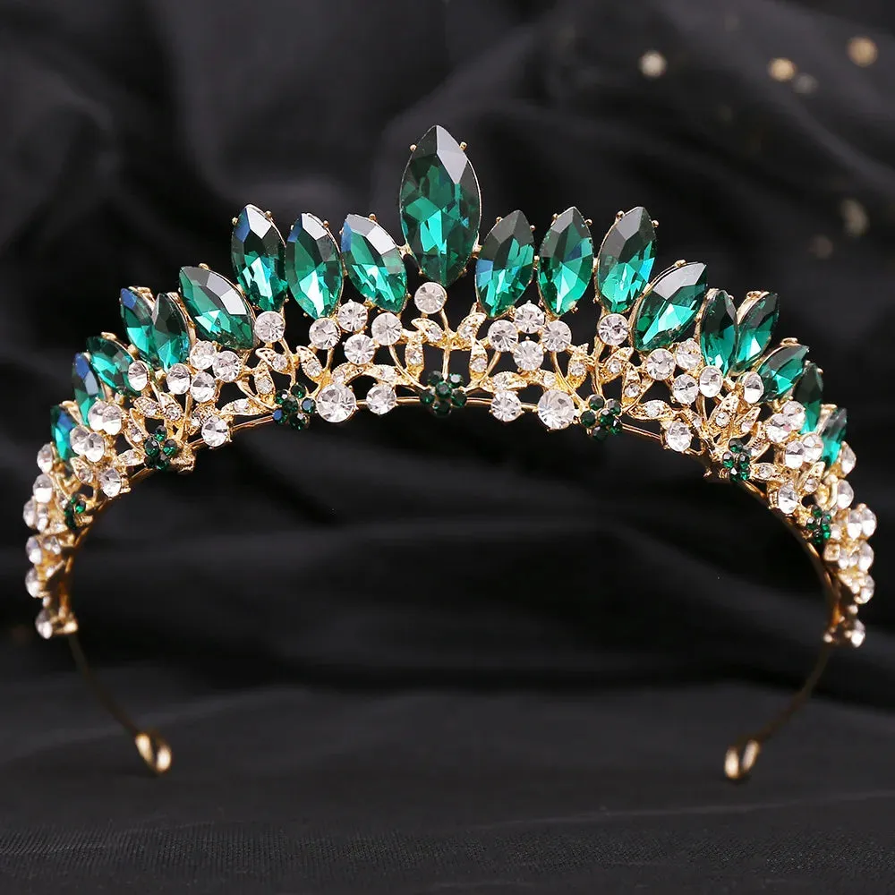 Colorful Crystal Tiara Crown Bridal Party Hair Accessory