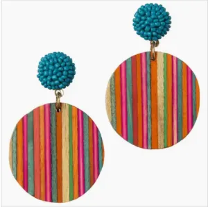 Colorful Wood Stripes Earrings