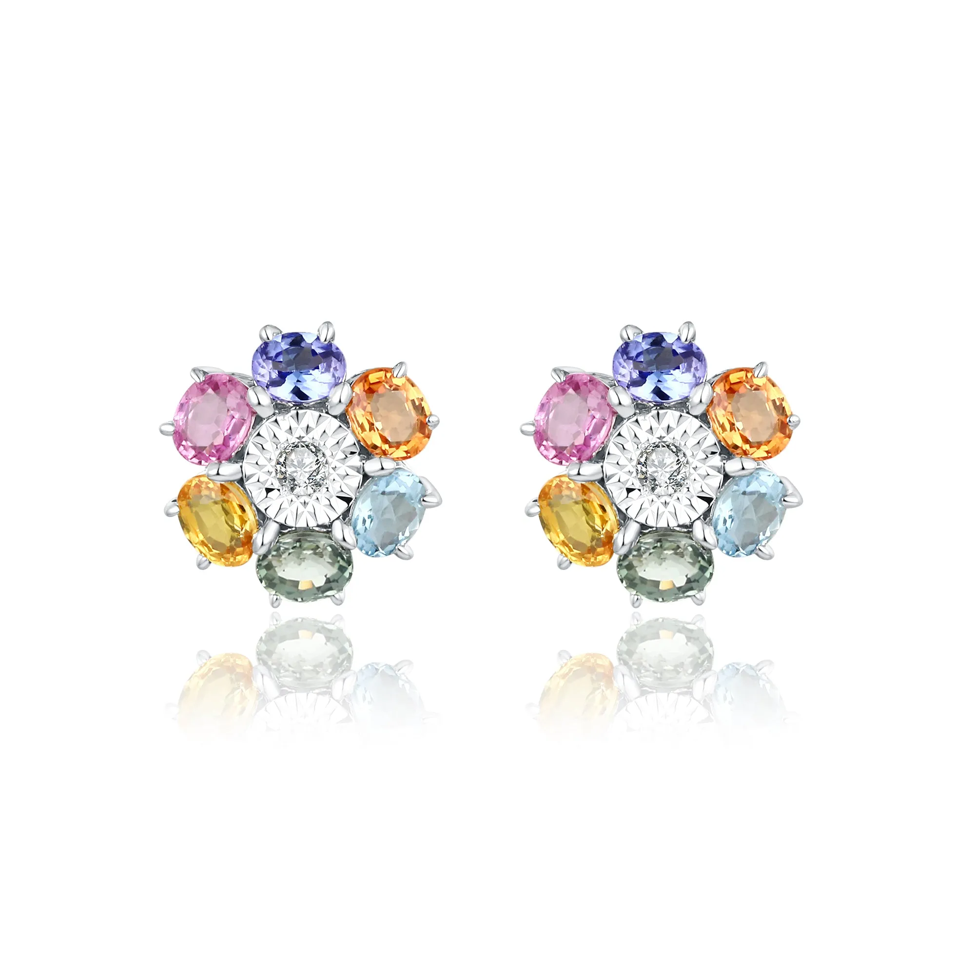 Colour Sapphire and Diamond Earrings