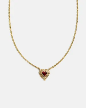 Coup de Foudre Necklace in 14k Gold with Garnet