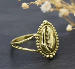 Cowrie Muschel Ring | Messing | Boho-Schmuck