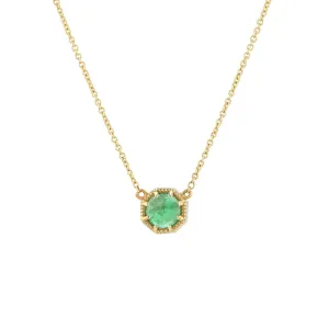 Crown Bezel Emerald Necklace