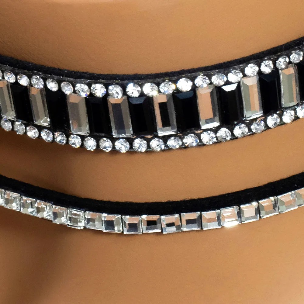 Crystal Avenue Double Diamante & Rhinestone Choker 2-Pack