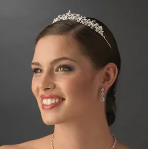 Crystal Encrusted Silver Classic Bridal Tiara Headpiece