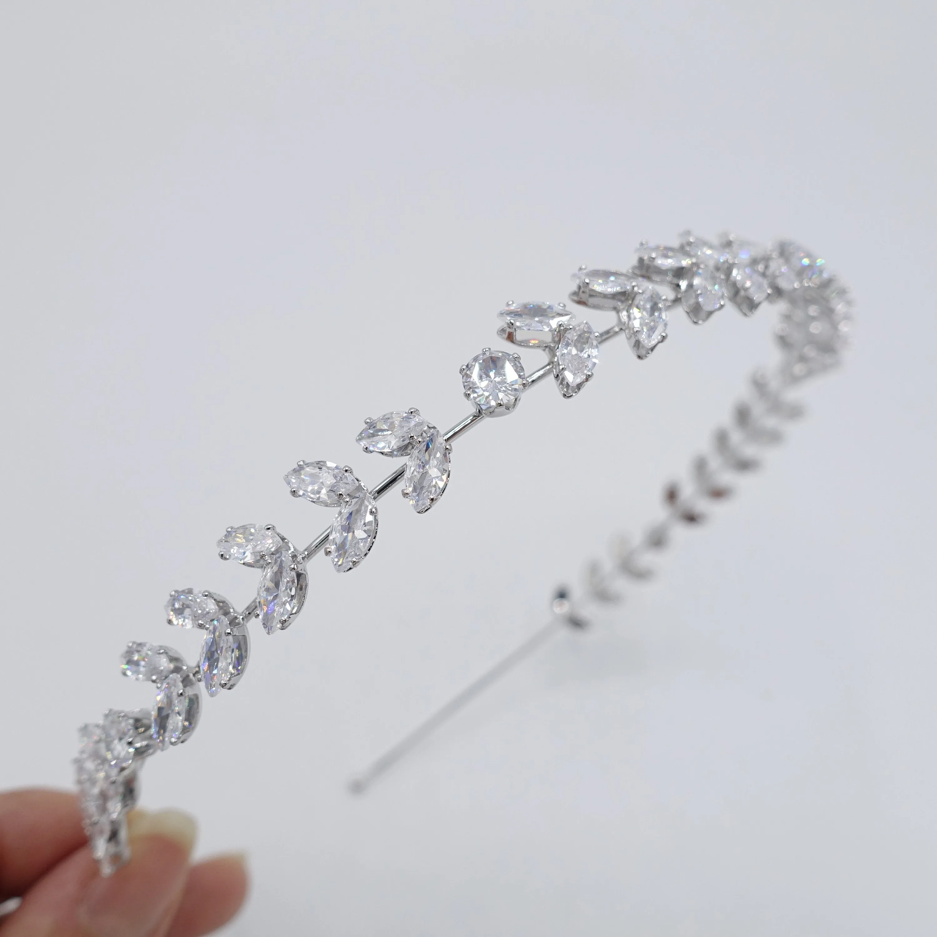 cubic rhinestone headband, leaf rhinestone headband, bridal headband