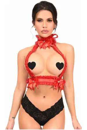 Daisy Corsets Kitten Collection Red/Red Lace Double Strap Body Harness