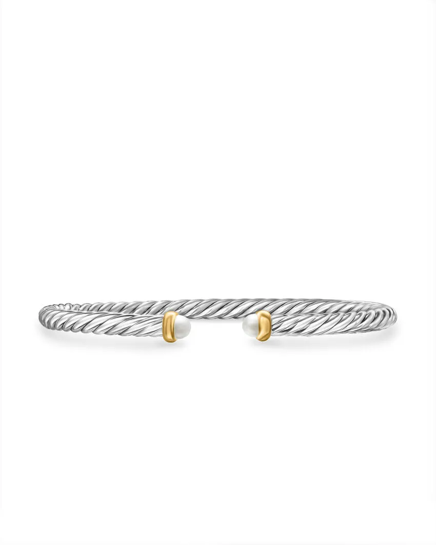 David Yurman Cable Flex Bracelet in Sterling Silver with 14K Yellow Gold, 4mm