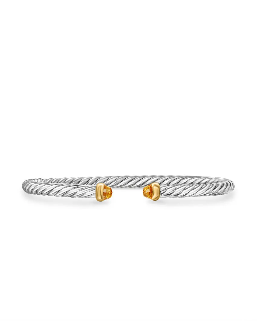 David Yurman Cable Flex Bracelet in Sterling Silver with 14K Yellow Gold, 4mm