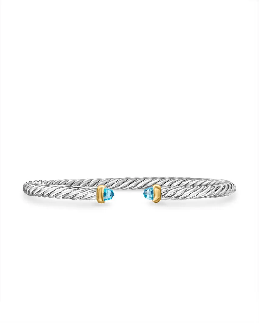 David Yurman Cable Flex Bracelet in Sterling Silver with 14K Yellow Gold, 4mm