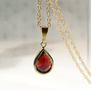 Decadent Antique Rose Cut Garnet in Gold Bezel Pendant