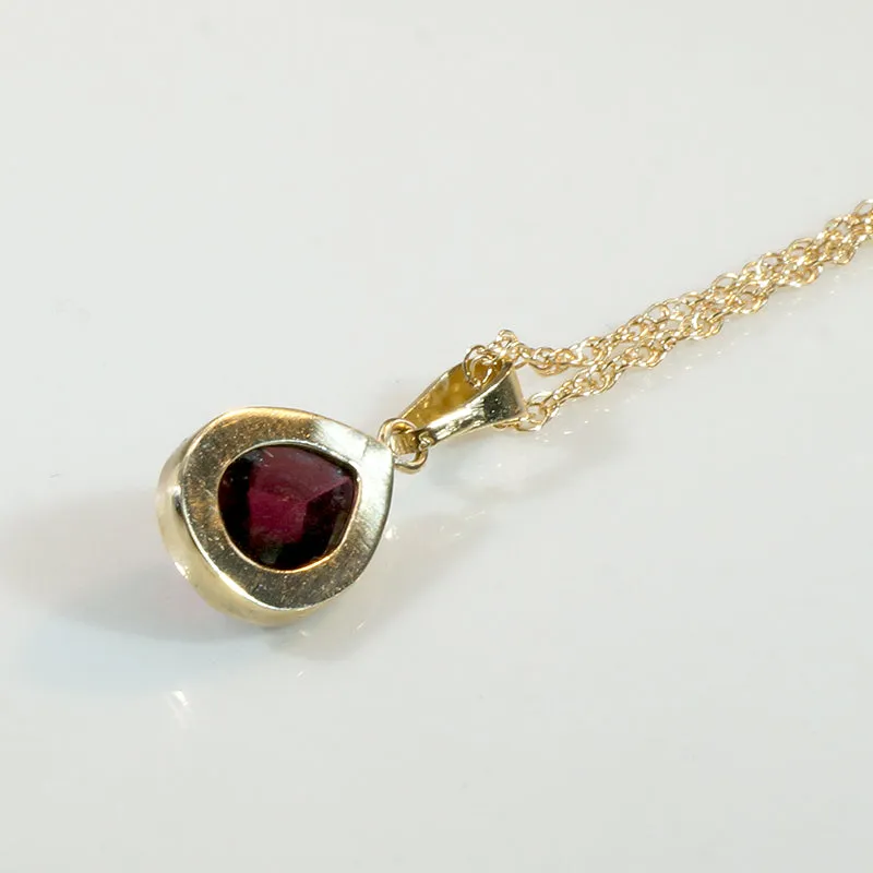 Decadent Antique Rose Cut Garnet in Gold Bezel Pendant