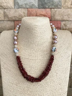 Designer Semi Precious Gemstone Garnet Beads Necklace By Gehna Shop