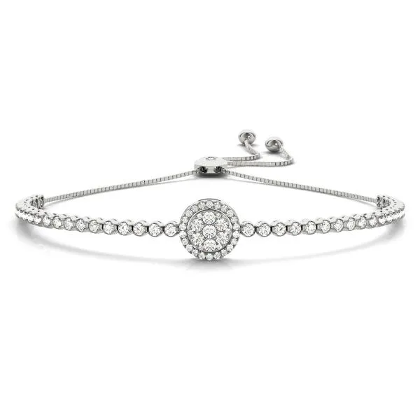 Diamond Cluster Bolo Bracelet Round Illusion Center